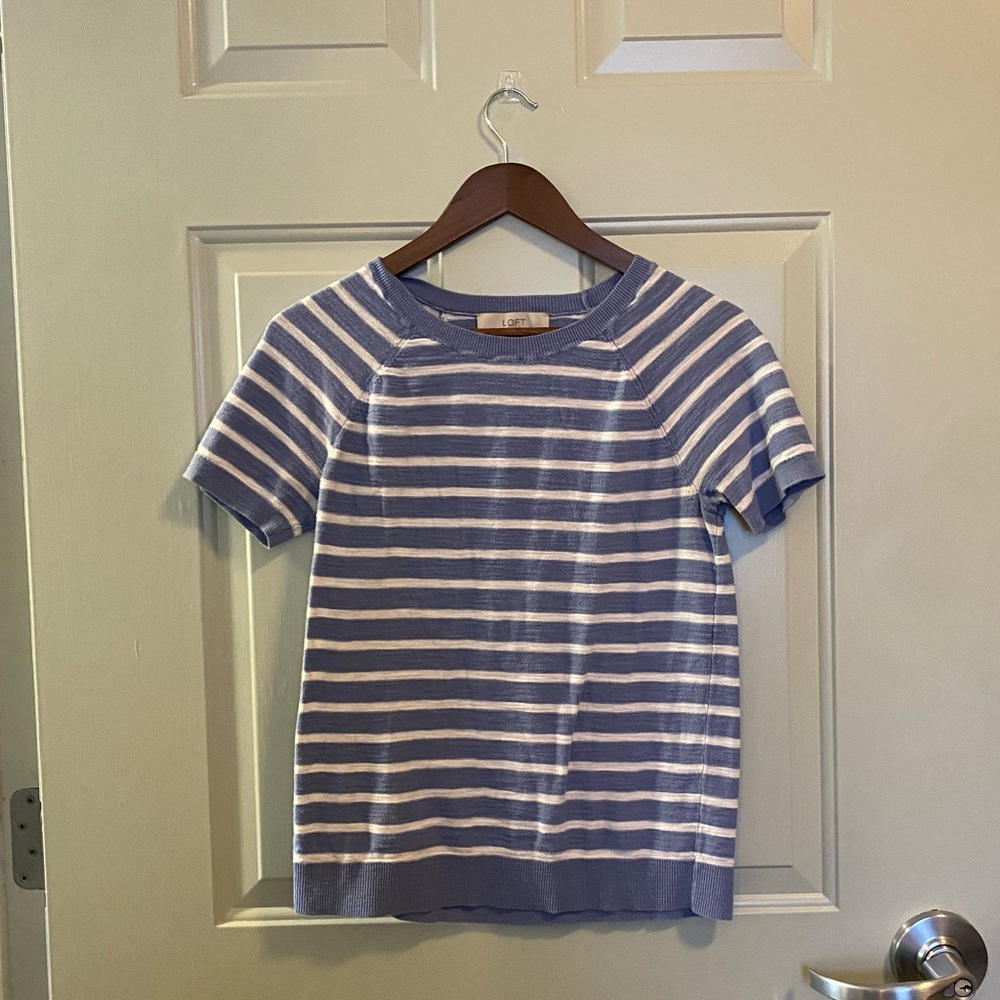Loft, blue and white striped sweater T-shirt.